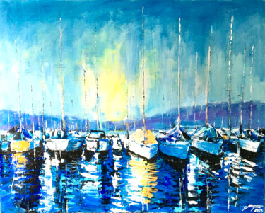 Schilderij getiteld "BOOTE" door Tadeusz Stupka, Origineel Kunstwerk, Acryl Gemonteerd op Frame voor houten brancard