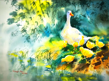 Pintura intitulada "Morning raga" por Subhajit Paul, Obras de arte originais, Aquarela