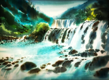 Painting titled "Song of water" by Subhajit Paul, Original Artwork, Watercolor