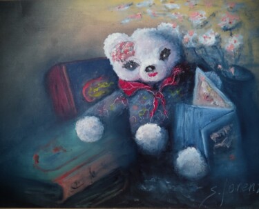 Pintura titulada "Bedtime Story" por Sue Lorenz, Obra de arte original, Oleo Montado en Otro panel rígido