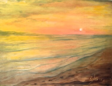 제목이 "Honeymoon Beach"인 미술작품 Sue Lorenz로, 원작, 기름 나무 들것 프레임에 장착됨