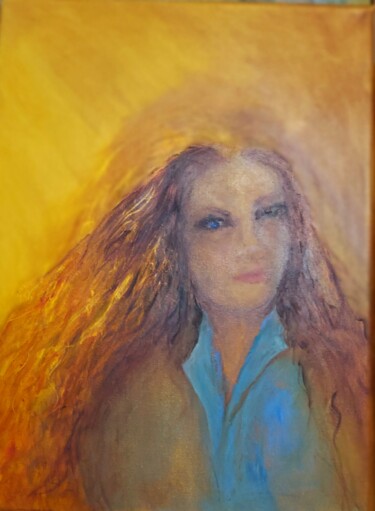 Painting titled "Halo" by Sue Lorenz, Original Artwork, Oil Mounted on Wood Stretcher frame