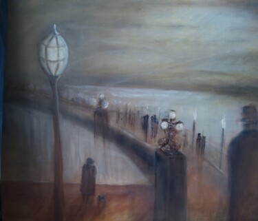 Malarstwo zatytułowany „Winter Evening in P…” autorstwa Sue Lorenz, Oryginalna praca, Olej Zamontowany na Inny sztywny panel