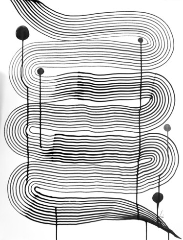 Rysunek zatytułowany „Composition No. 319” autorstwa Sumit Ratta, Oryginalna praca, Atrament