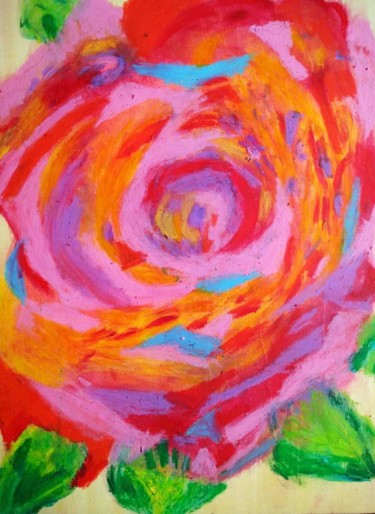 Ζωγραφική με τίτλο "Rose Hard" από Lily Moonheart, Αυθεντικά έργα τέχνης, Παστέλ
