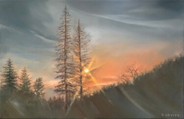 Painting titled "Sun Glare" by Svetlana Loytra, Original Artwork, Oil Mounted on Wood Stretcher frame
