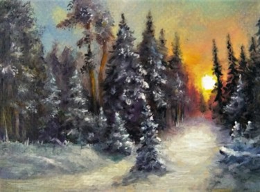 제목이 "Winter sunset minia…"인 미술작품 Natalja Picugina로, 원작, 기름