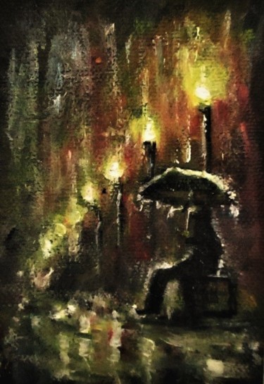 Pittura intitolato "Rainy Fantasy aceo…" da Natalja Picugina, Opera d'arte originale, Olio