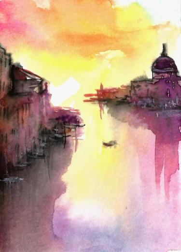 「Venetian canal mini…」というタイトルの絵画 Natalja Picuginaによって, オリジナルのアートワーク, 水彩画