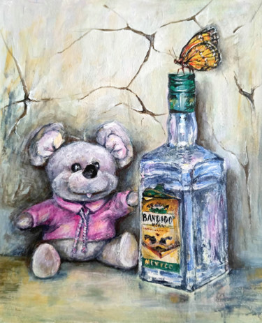 「Wine bottle Toy.Ins…」というタイトルの絵画 Natalja Picuginaによって, オリジナルのアートワーク, アクリル
