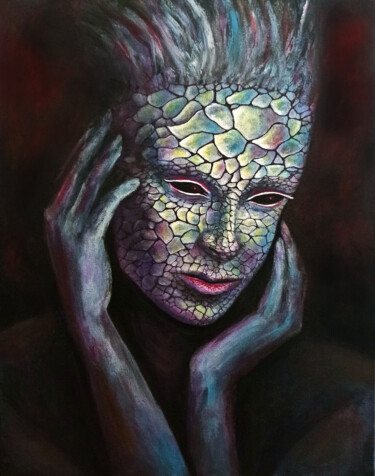 Malerei mit dem Titel "Woman portrait. Cha…" von Natalja Picugina, Original-Kunstwerk, Acryl