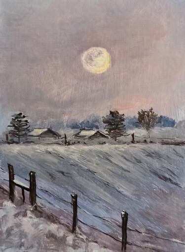 绘画 标题为“Winter Moon oil min…” 由Natalja Picugina, 原创艺术品, 油