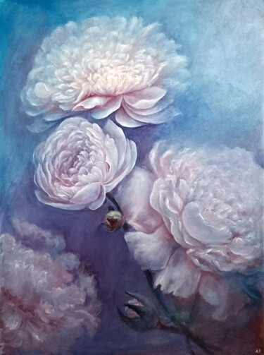 Schilderij getiteld "Peonies flowers" door Natalja Picugina, Origineel Kunstwerk, Olie