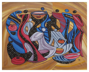 Peinture intitulée "“Marché de nuit”" par Suncréa, Œuvre d'art originale, Acrylique Monté sur Châssis en bois