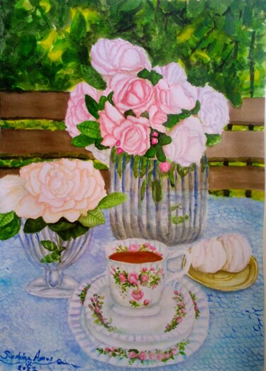 Painting titled "Still life watercol…" by Sunshine Amos, Original Artwork, Watercolor