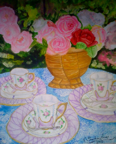 Painting titled "Garden In A Vase No…" by Sunshine Amos, Original Artwork, Watercolor