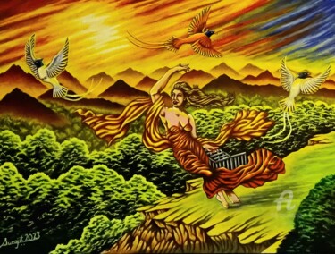 Malerei mit dem Titel "The Taste Of Freedom" von Surajit Purkait, Original-Kunstwerk, Acryl Auf Keilrahmen aus Holz montiert