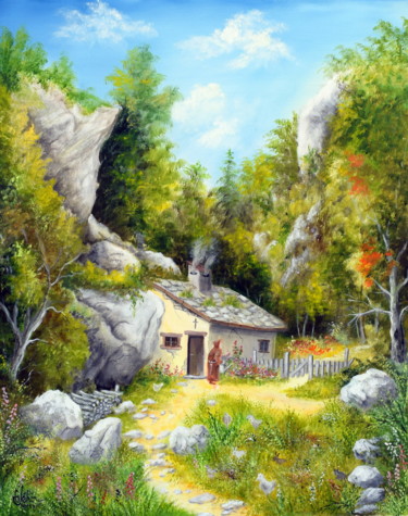 Painting titled "L'ermitage." by Gérard Jéhin, Original Artwork, Oil