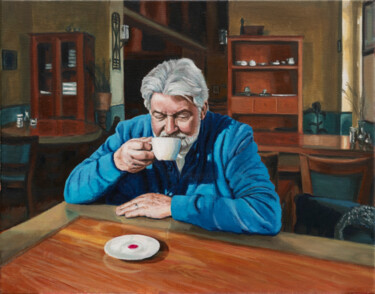 Painting titled "Peter" by Karlijn Surminski, Original Artwork, Oil Mounted on Wood Stretcher frame