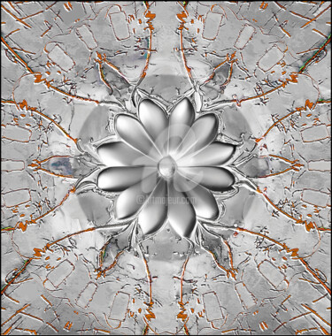 Digital Arts titled "PETALOS EN GRIS" by Susana Wildner Fox, Original Artwork, Digital Painting