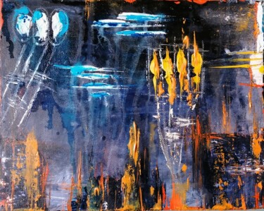 Painting titled "Metamorfosi del cie…" by Susanna Raccanelli, Original Artwork, Acrylic Mounted on Wood Stretcher frame