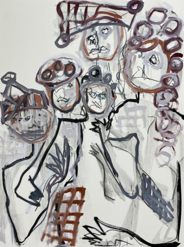 Pittura intitolato "Family of Five (II)" da Susanne Caecilie Walther, Opera d'arte originale, Olio