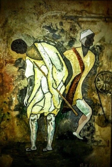 Painting titled "Dandi march" by Susheel Kumar Gotla, Original Artwork, Acrylic