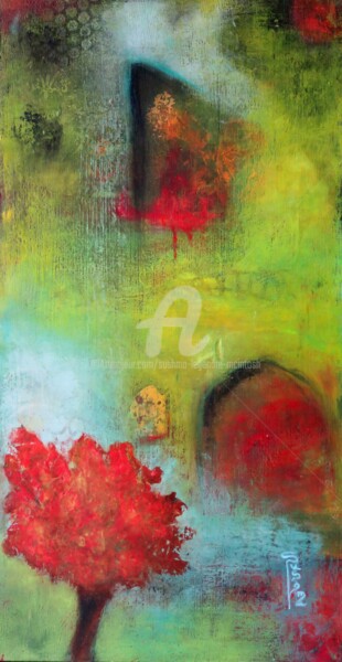 Schilderij getiteld "Agaç Ana" door Sushma Legendre Mcintosh, Origineel Kunstwerk, Olie Gemonteerd op Houten paneel