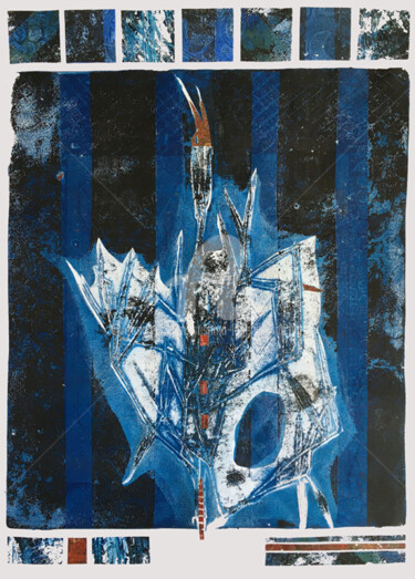 Collages titulada "A Fleur de Bleu" por Sushma Legendre Mcintosh, Obra de arte original, Collages Montado en Otro panel rígi…