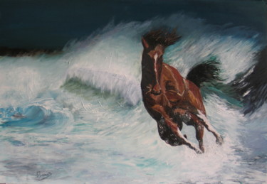 Peinture intitulée "86-cheval-dans-la-t…" par Suzanne Leseve, Œuvre d'art originale, Huile