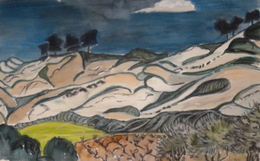 Painting titled "Alpilles" by Suzanne Piesk, Original Artwork, Watercolor