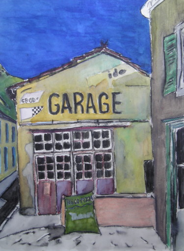 Pittura intitolato "Ancienne garage" da Suzanne Piesk, Opera d'arte originale, Acquarello