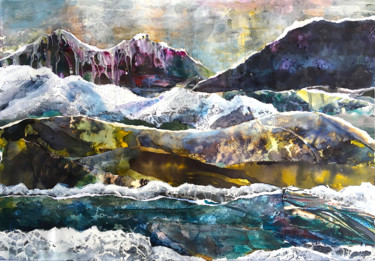 Pintura intitulada "Sugar Mountain" por Suzsi Corio, Obras de arte originais, Aquarela