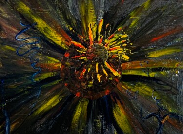 Painting titled "Sunflower Burst" by Suzy Martin, Original Artwork, Acrylic Mounted on Wood Stretcher frame