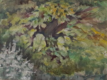 Pittura intitolato ""Дерево из окна "" da Mila Hilgendorff, Opera d'arte originale, Acrilico