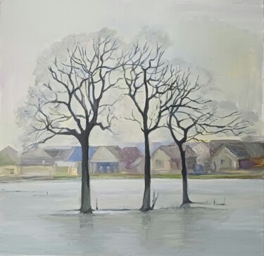 绘画 标题为“Деревья в воде” 由Mila Hilgendorff, 原创艺术品, 丙烯 安装在纸板上