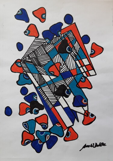 Schilderij getiteld "Im Netz" door Sven W. Dahlke, Origineel Kunstwerk, Marker