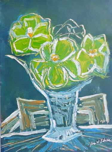 Painting titled "Vase mit Blumen" by Sven W. Dahlke, Original Artwork, Gouache