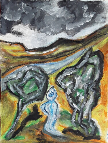 Malerei mit dem Titel "the first day" von Sven W. Dahlke, Original-Kunstwerk, Acryl