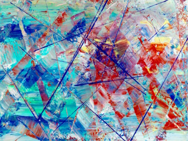 Peinture intitulée "Blue Lines" par Sophius, Œuvre d'art originale, Acrylique Monté sur Châssis en bois