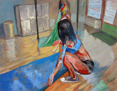 Peinture intitulée "Before the exercise…" par Svetlin Kolev, Œuvre d'art originale, Huile