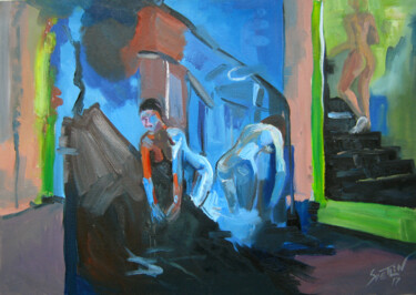 Painting titled "Into a Gym I" by Svetlin Kolev, Original Artwork, Oil