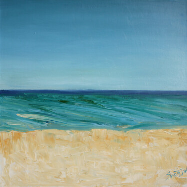 Painting titled "Sand, sea, sky" by Svetlin Kolev, Original Artwork, Oil