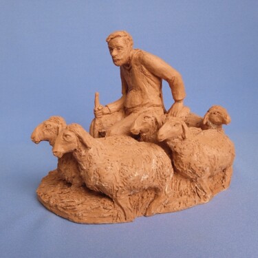 Sculptuur getiteld "Wise Shepherd" door Sveta Peuch, Origineel Kunstwerk, Keramiek