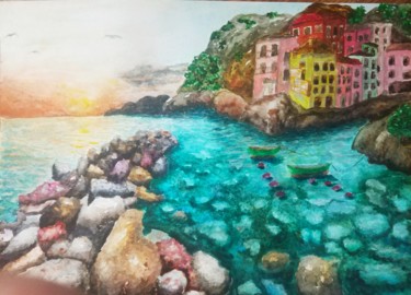Peinture intitulée "Рыбалка" par Svetlana Svetlichnaia, Œuvre d'art originale, Aquarelle