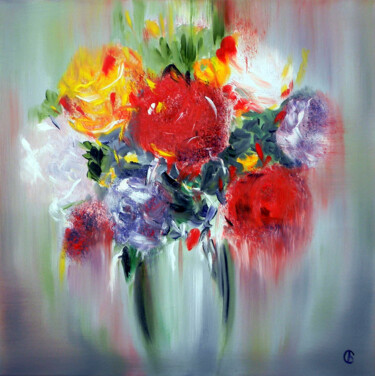 Картина под названием "Flowers." - Svetlana Bagdasaryan, Подлинное произведение искусства, Масло Установлен на Деревянная ра…