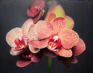 Peinture intitulée "Orange orchid,  rea…" par Svetlana Braznikova, Œuvre d'art originale, Acrylique
