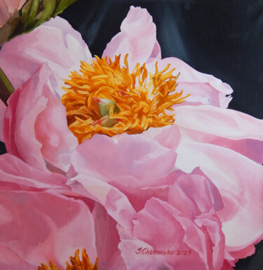 Peinture intitulée "Розовый пион" par Svetlana Chernenko, Œuvre d'art originale, Huile