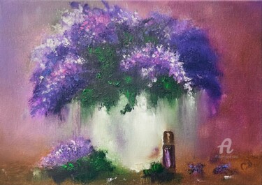 Malerei mit dem Titel "Oil painting: Lilac…" von Svetlana Dorokhina, Original-Kunstwerk, Öl Auf Keilrahmen aus Holz montiert