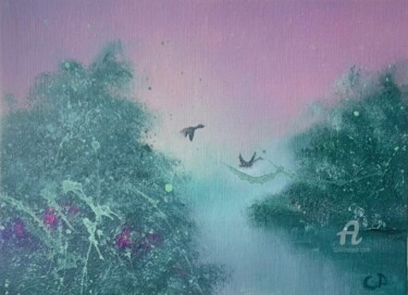 Ζωγραφική με τίτλο "Oil painting: Foggy…" από Svetlana Dorokhina, Αυθεντικά έργα τέχνης, Λάδι